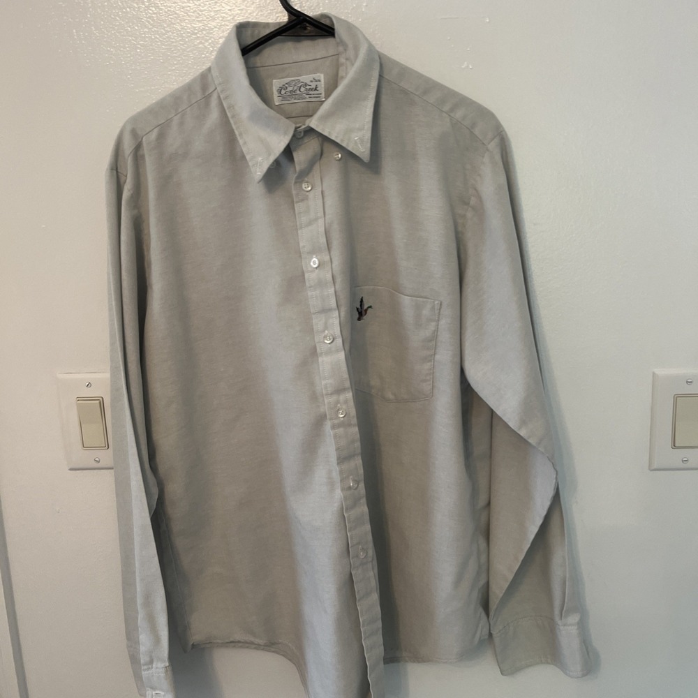 Vintage Cove Creek Mens Button Down Shirt Long Sleeve Gray Blue Large